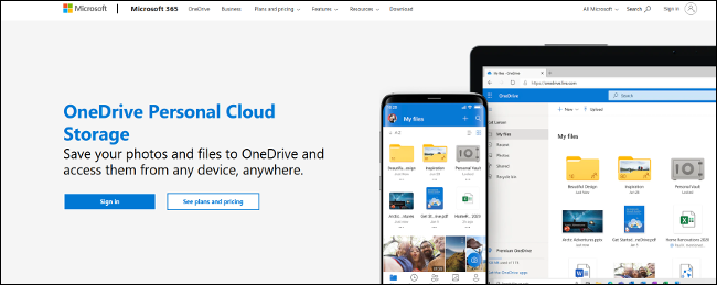 OneDrive homepage