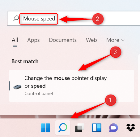 Busque la velocidad del mouse en Windows.