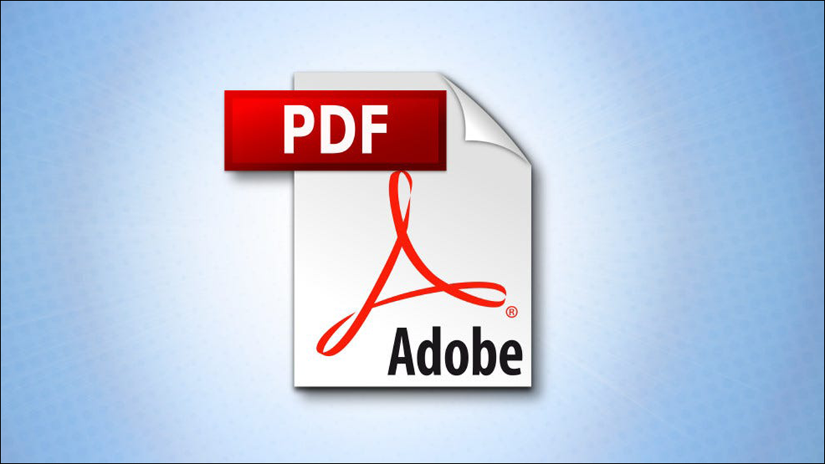 Logotipo de Adobe PDF sobre un fondo degradado.
