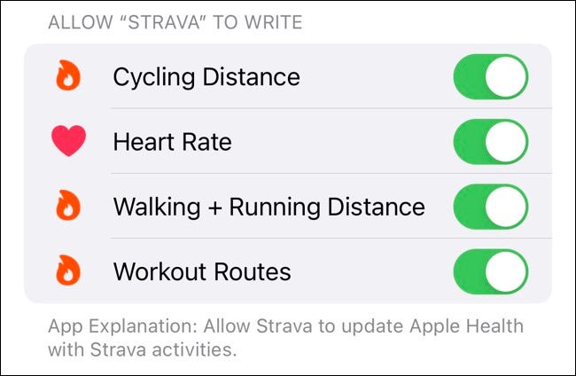 Permitir el acceso de Strava a Apple Health