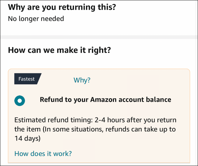 Elegir cómo recibir un reembolso de Amazon