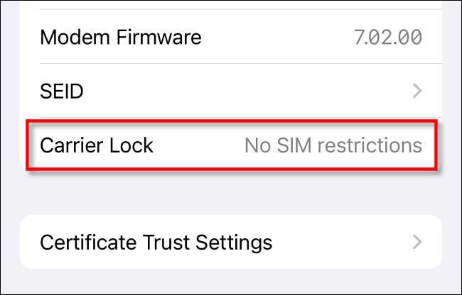 Mire al lado de "Carrier Lock" para ver si el iPhone está bloqueado.