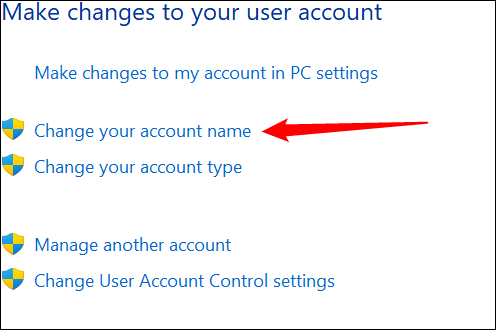 Haz clic en "Cambiar el nombre de tu cuenta".