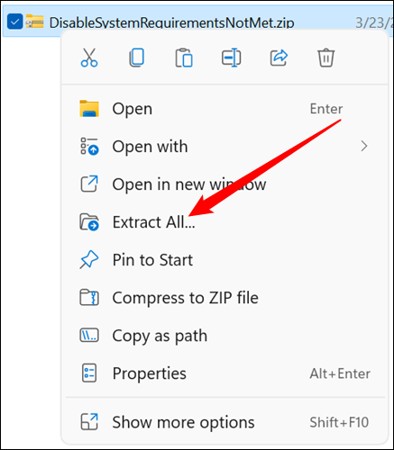 Haz clic derecho en el archivo ZIP, luego haz clic en "Extraer todo".