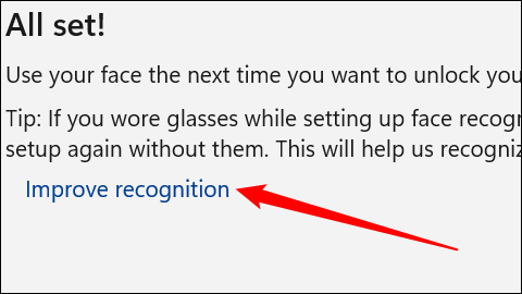haga clic en "Mejorar el reconocimiento".