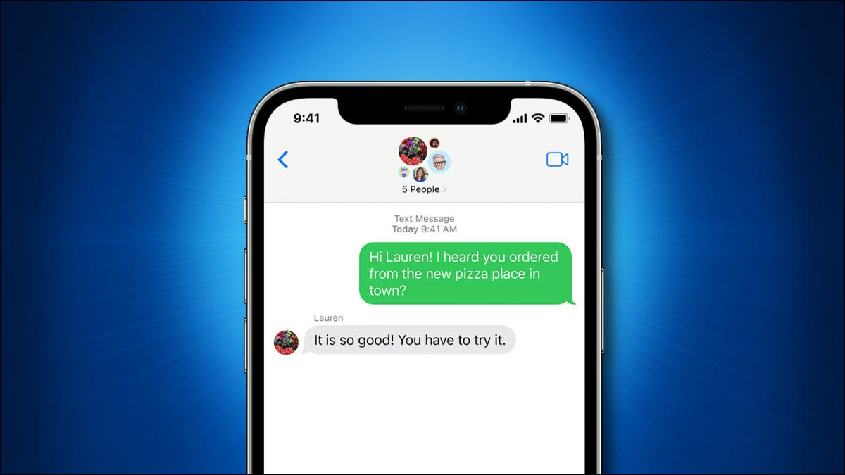 Burbujas de chat SMS verdes en Mensajes en iPhone
