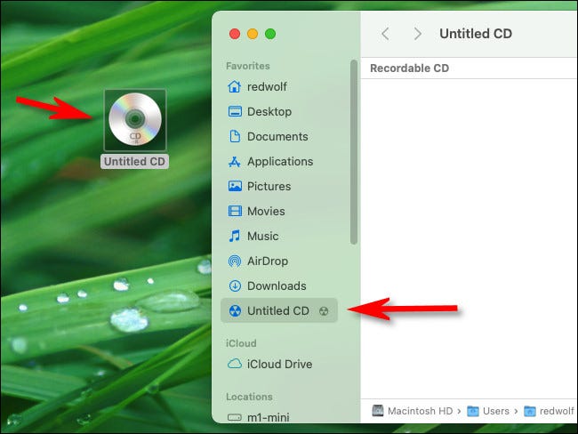 Abra el "CD sin título" o "DVD sin título" en Finder.