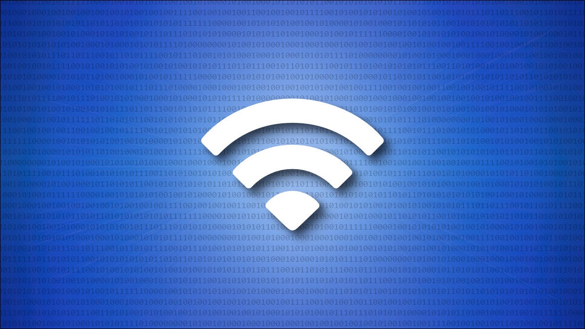 Símbolo Wi-Fi de Apple Mac sobre fondo azul de números binarios
