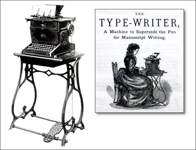 La máquina de escribir original de 1874 Sholes y Glidden