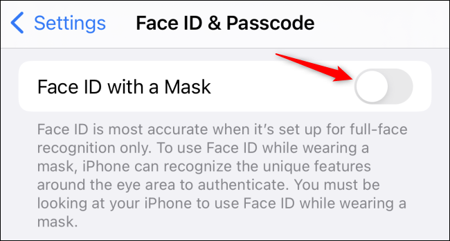 Habilite "Face ID con una máscara".