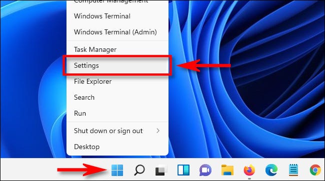 En Windows 11, haga clic derecho en el botón Inicio y seleccione "Configuración".