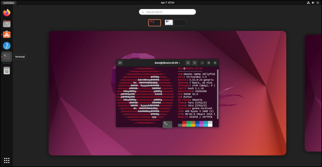 Vista de actividades en Ubuntu 22.04
