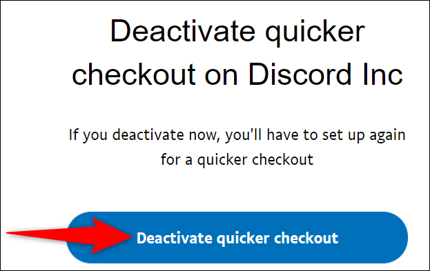Haga clic en "Desactivar pago más rápido".