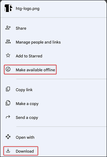 Haga que el archivo esté disponible sin conexión o descárguelo.
