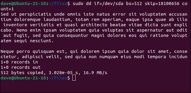 Leer los datos de un bloque de disco duro utilizado por un archivo eliminado