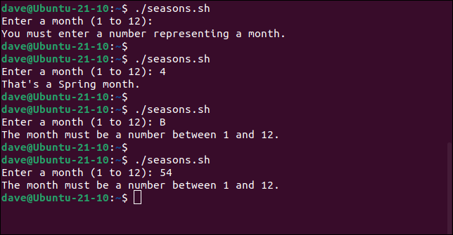 Probar un script con una variedad de entradas válidas e inválidas