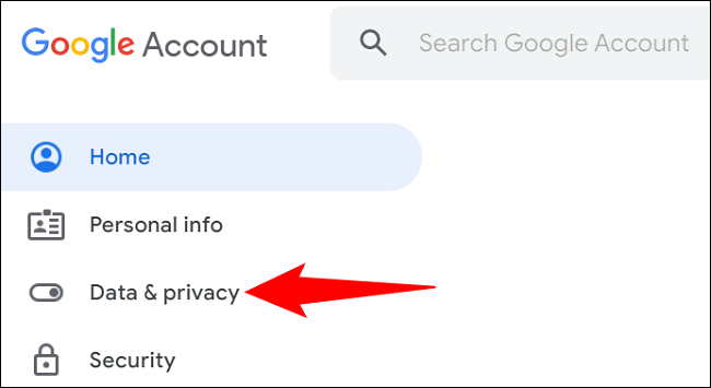 Seleccione "Datos y privacidad" en la barra lateral izquierda.