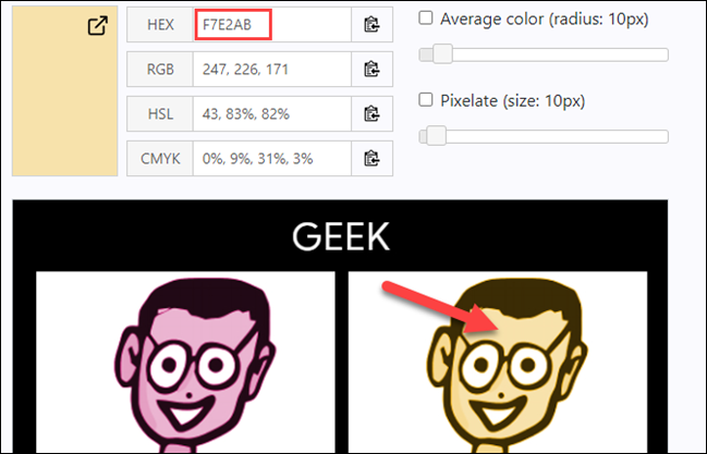 Seleccione un color para ver el código hexadecimal.