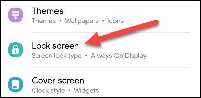 Seleccione "Pantalla de bloqueo".