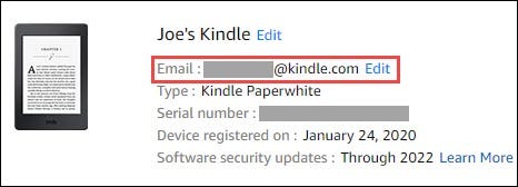 Recuerda tu dirección de correo electrónico de Kindle.