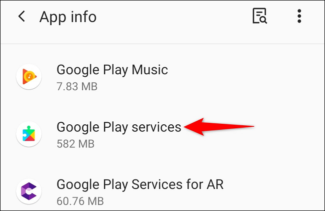 Toca "Servicios de Google Play" en la lista.
