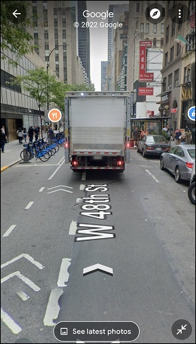 Vista de la calle de Google en Maps en dispositivos móviles.