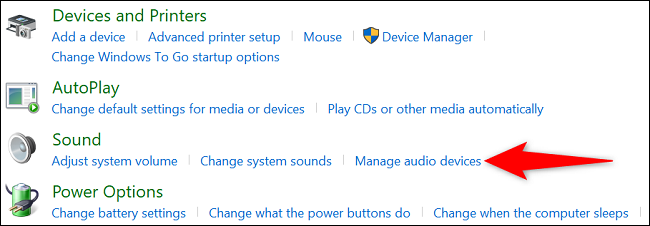 Haz clic en "Administrar dispositivos de audio".