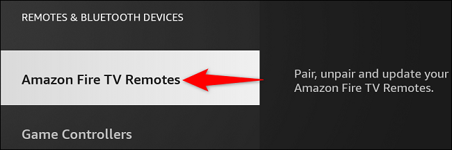 Seleccione "Controles remotos de Amazon Fire TV".