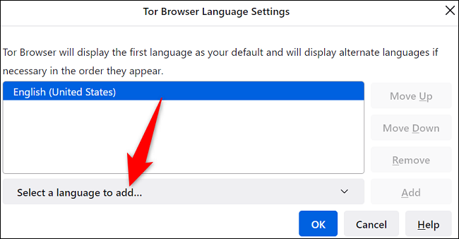 Haga clic en "Seleccione un idioma para agregar".
