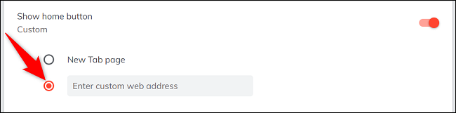 Habilite "Ingresar dirección web personalizada".