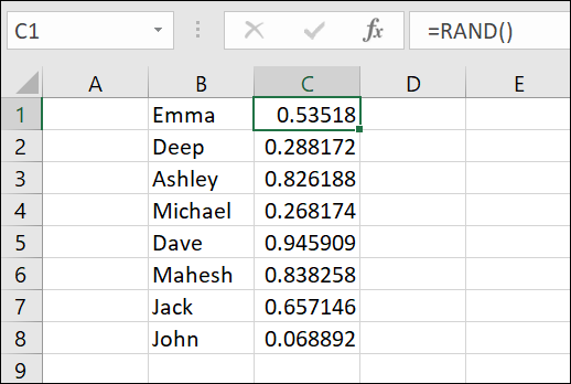 Aleatorizar una lista en Excel.