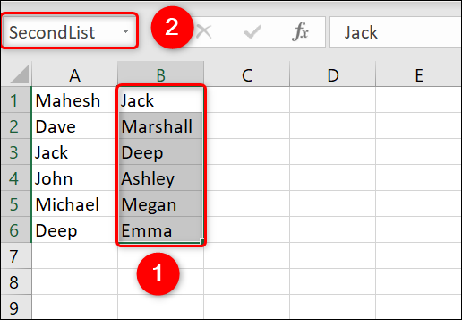 Asigne "SecondList" a la segunda lista.