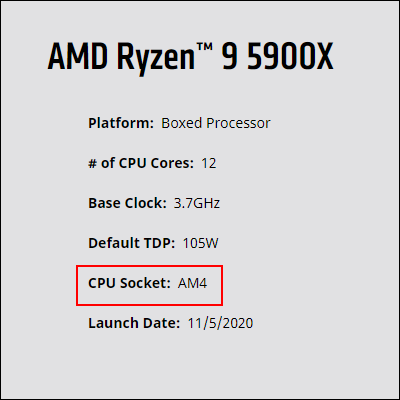 Compruebe con qué zócalo de CPU es compatible el ryzen 9 5900x