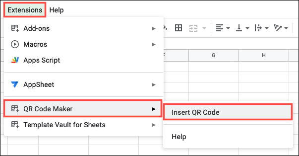 QR Code Maker en la lista de extensiones de Google Sheets