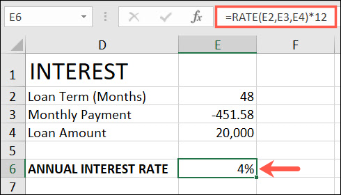 Función TASA en Excel usando meses