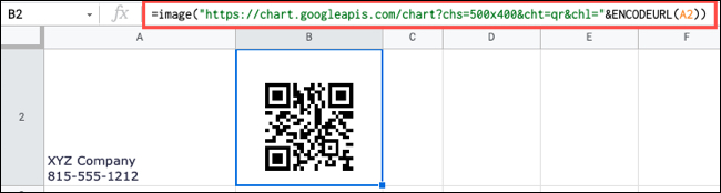 Función de imagen para un código QR de número de teléfono