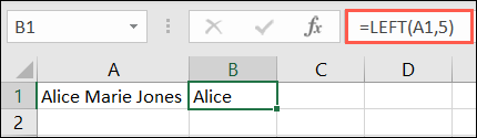 Función IZQUIERDA en Excel