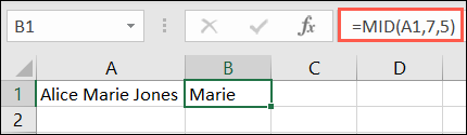 Función MID en Excel