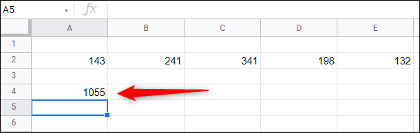 El resultado de la suma de la fila de números.
