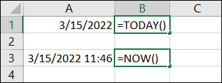 Funciones HOY y AHORA en Excel
