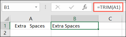 Función RECORTAR en Excel
