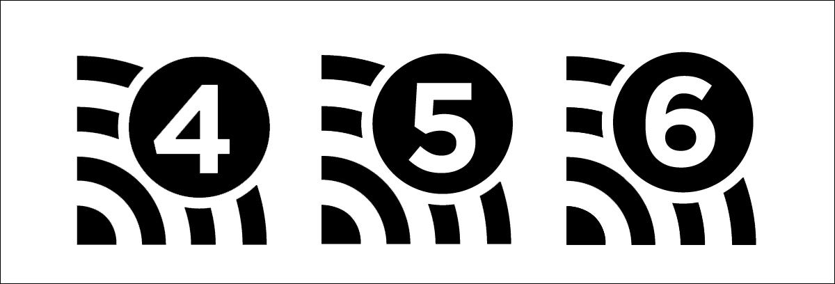 Ejemplos de los logotipos de la generación Wi-Fi.