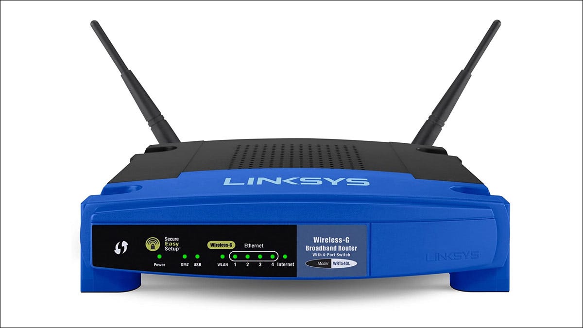 Un enrutador Wi-Fi Linksys WRT54GL.