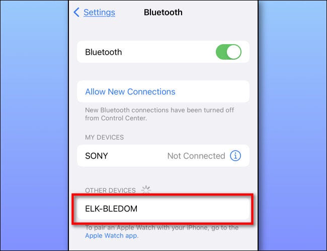 ELK-BLEDOM en la lista de Bluetooth del iPhone
