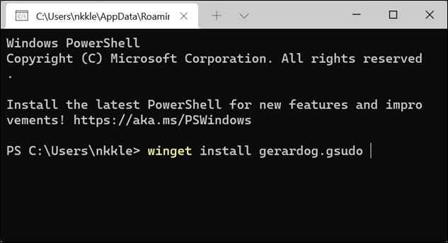 Winget instala gerardog.sudo en PowerShell