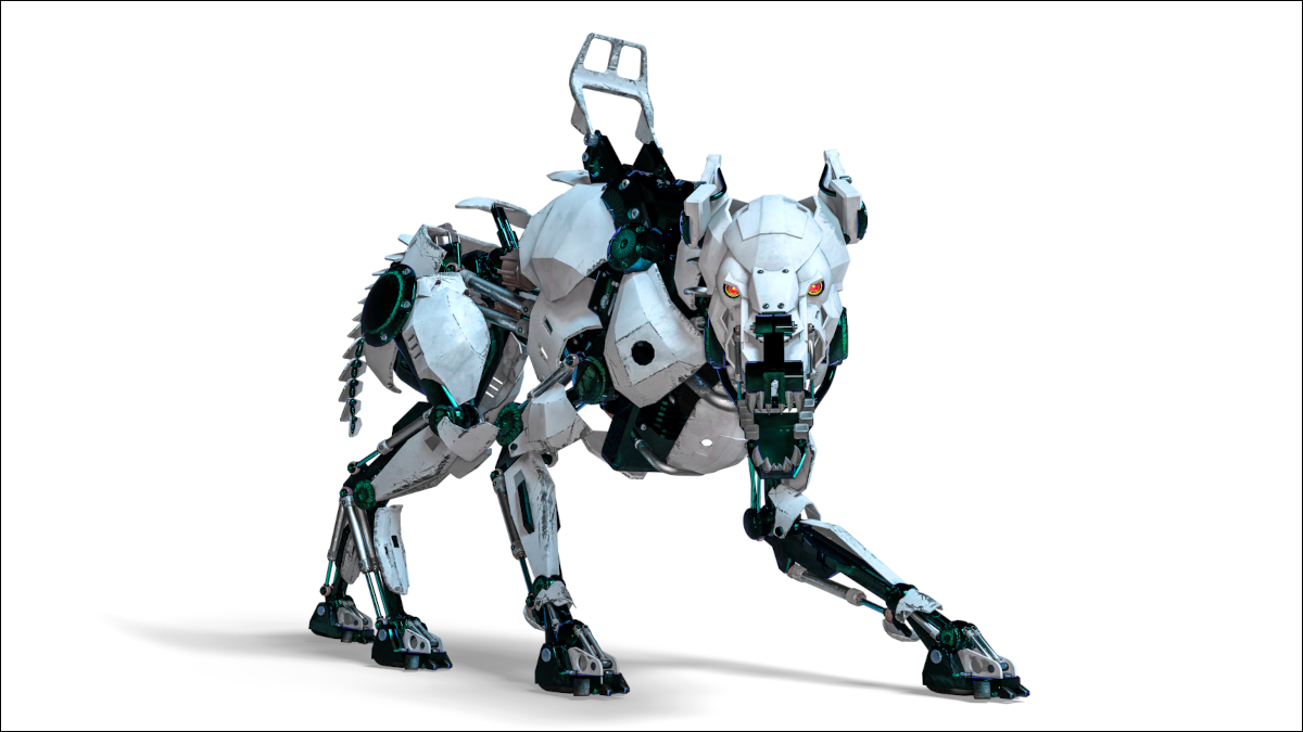Interpretación artística de un concepto de perro guardián robot de seguridad.