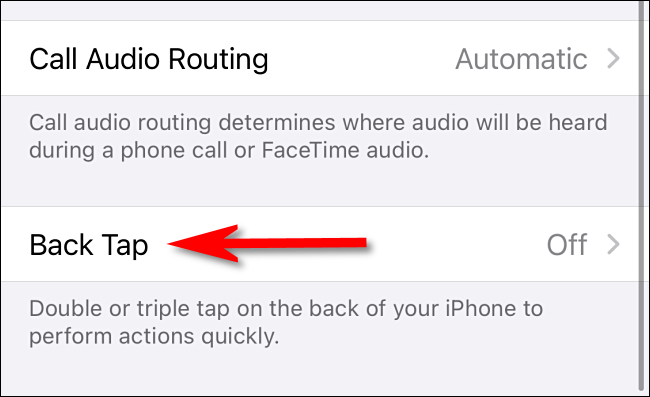 En la configuración de Accesibilidad táctil en el iPhone, seleccione "Tocar atrás".