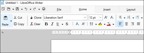 LibreOffice con la interfaz con pestañas.