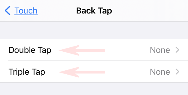 En la configuración de Back Tap, seleccione "Doble toque" o "Triple toque".