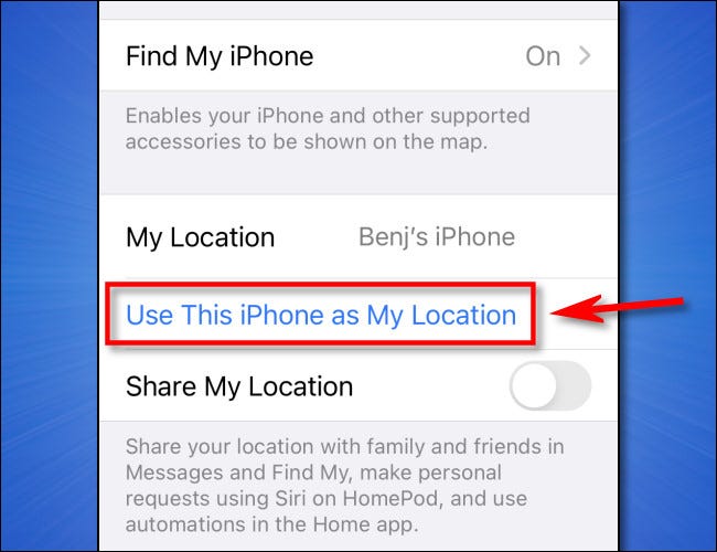 Toca "Usar este iPhone como mi ubicación".